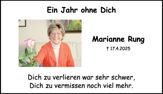 Traueranzeige von Marianne Rung von Hochheimer Zeitung