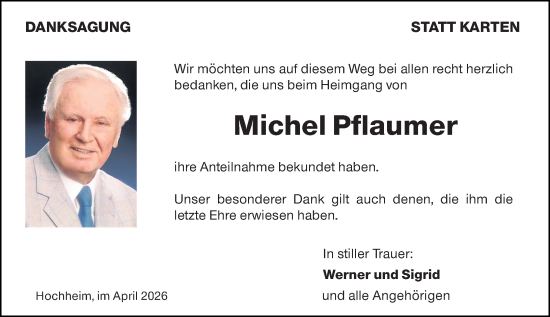 Traueranzeige von Michel Pflaumer von Hochheimer Zeitung