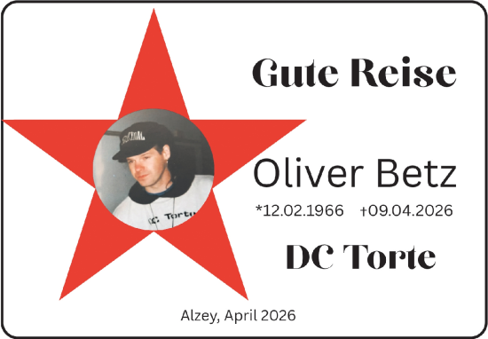 Traueranzeige von Oliver Betz von Allgemeine Zeitung Alzey