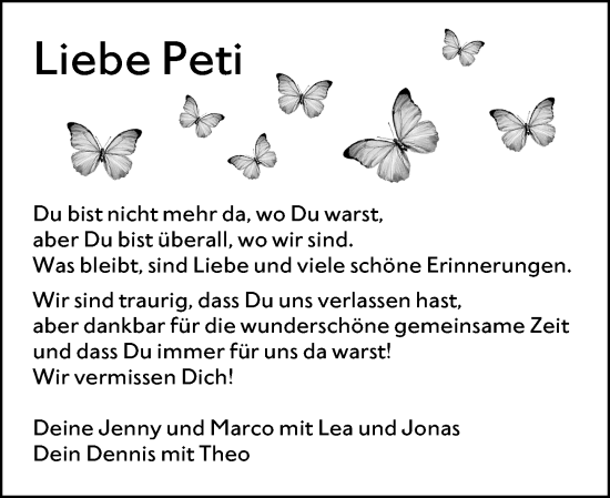 Traueranzeige von Petra Kaiser von Hinterländer Anzeiger