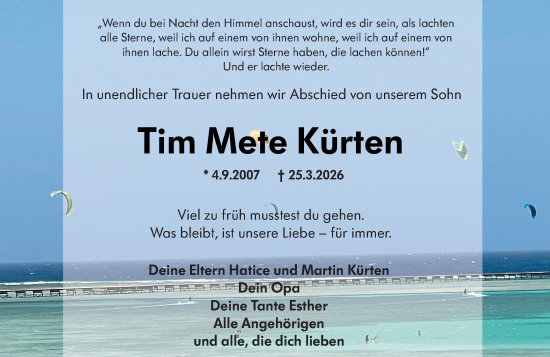 Traueranzeige von Tim Mete Kürten von Wiesbadener Kurier