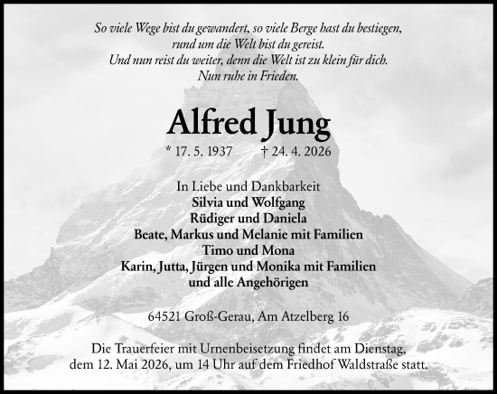 Traueranzeige von Alfred Jung von Groß-Gerauer Echo