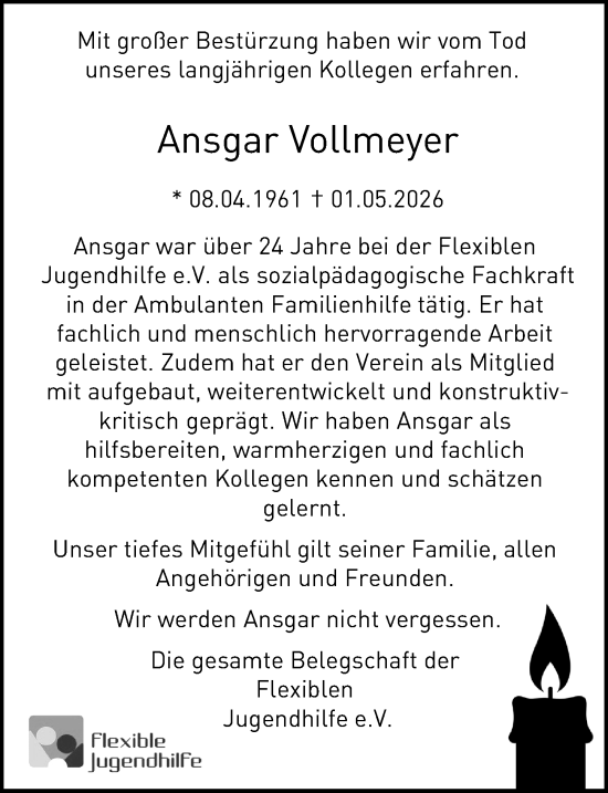 Traueranzeige von Ansgar Vollmeyer von Darmstädter Echo