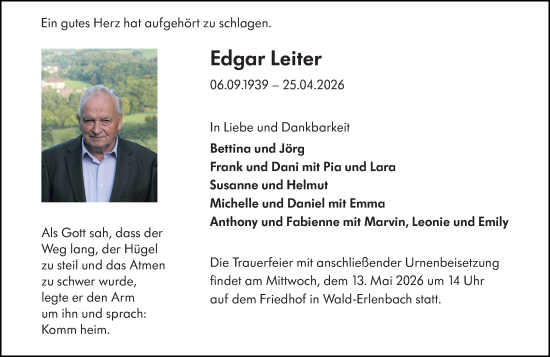 Traueranzeige von Edgar Leiter von Starkenburger Echo