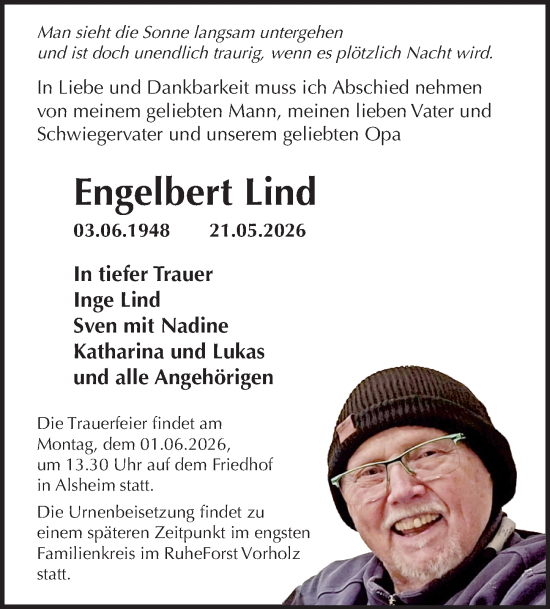 Traueranzeige von Engelbert Lind von Allgemeine Zeitung Mainz
