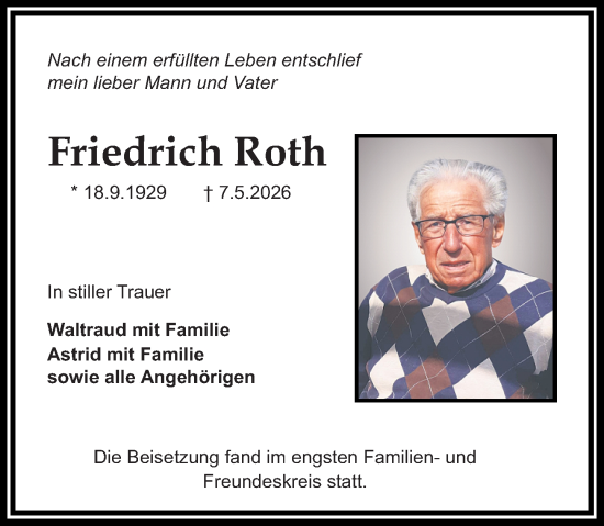 Traueranzeige von Friedrich Roth von Groß-Gerauer Echo