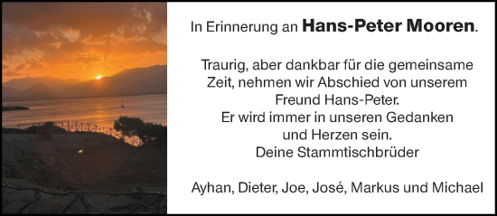 Traueranzeige von Hans-Peter Mooren von Odenwälder Echo