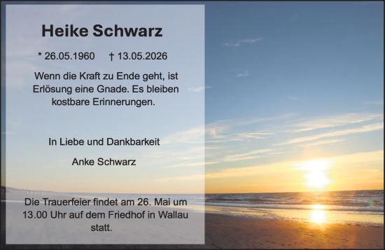 Traueranzeige von Heike Schwarz von Hinterländer Anzeiger