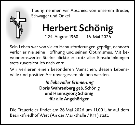 Traueranzeige von Herbert Schönig von Allgemeine Zeitung Mainz
