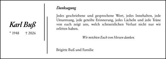 Traueranzeige von Karl Buß von Rüsselsheimer Echo