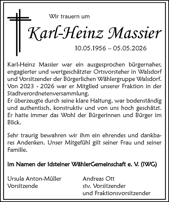 Traueranzeige von Karl-Heinz Massier von Idsteiner Land/Untertaunus