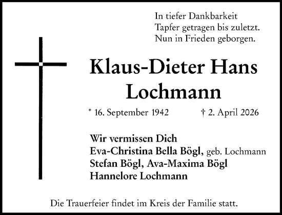 Traueranzeige von Klaus-Dieter Hans Lochmann von Wiesbadener Kurier