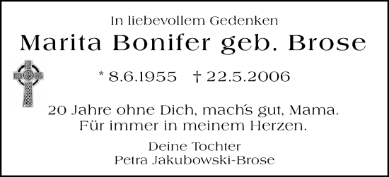 Traueranzeige von Marita Bonifer von Wormser Zeitung