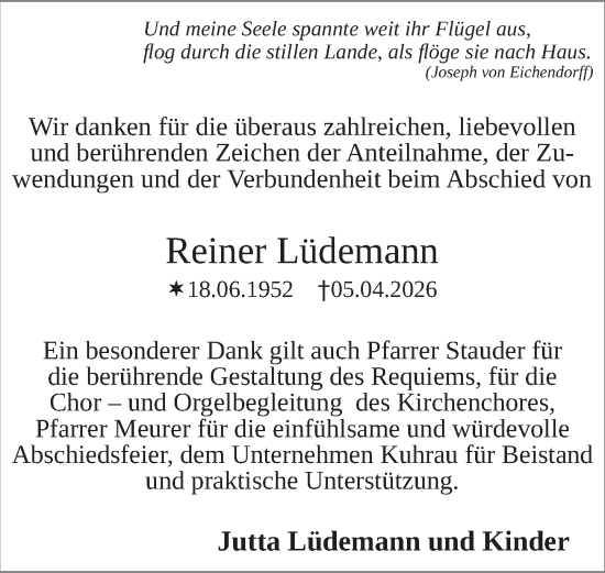 Traueranzeige von Reiner Lüdemann von Starkenburger Echo