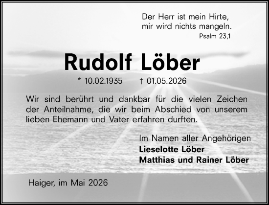 Traueranzeige von Rudolf Löber von Dill Block