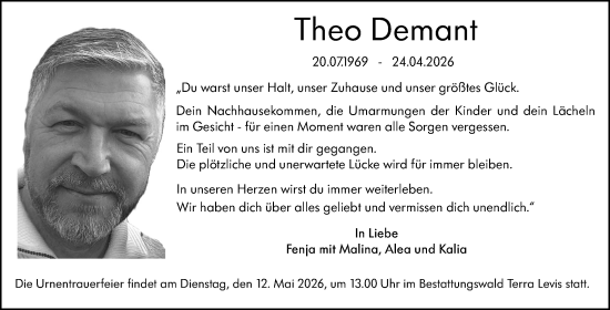 Traueranzeige von Theo Demant von Wiesbadener Kurier