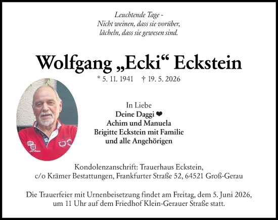 Traueranzeige von Wolfgang Eckstein von Groß-Gerauer Echo