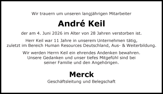 Traueranzeige von André Keil von Darmstädter Echo