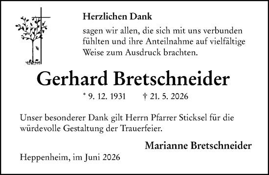Traueranzeige von Gerhard Bretschneider von Starkenburger Echo
