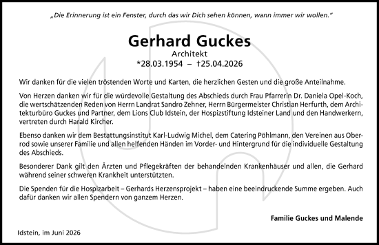 Traueranzeige von Gerhard Guckes von Wiesbadener Kurier