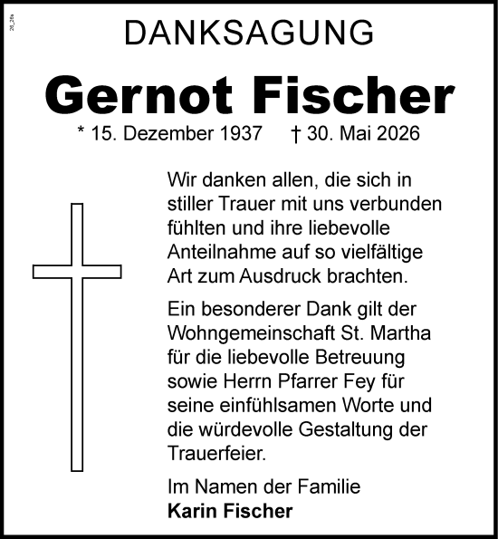 Traueranzeige von Gernot Fischer von Wormser Zeitung