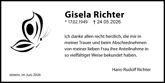 Traueranzeige von Gisela Richter von Idsteiner Land/Untertaunus