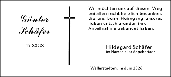 Traueranzeige von Günter Schäfer von Groß-Gerauer Echo