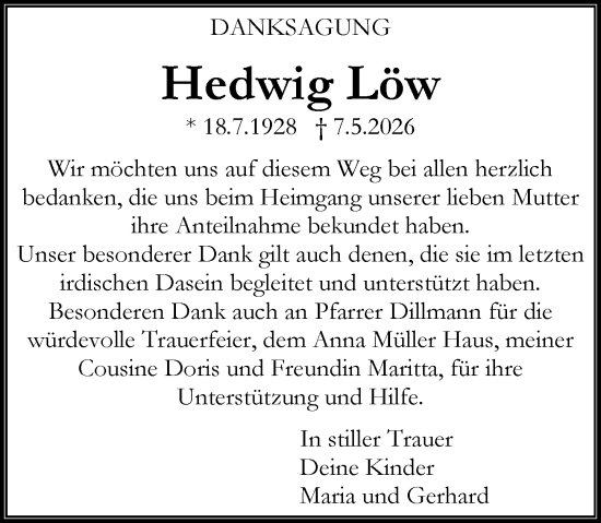 Traueranzeige von Hedwig Löw von Camberger Anzeiger