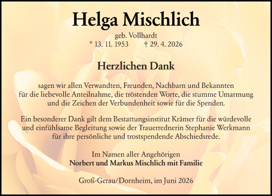 Traueranzeige von Helga Mischlich von Groß-Gerauer Echo