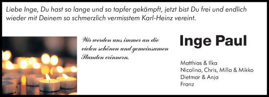 Traueranzeige von Inge Paul von Groß-Gerauer Echo