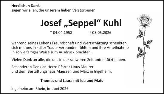 Traueranzeige von Josef Kuhl von Allgemeine Zeitung Rheinhessen-Nahe