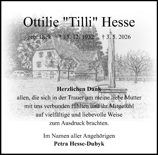 Traueranzeige von Ottilie Hesse von Odenwälder Echo