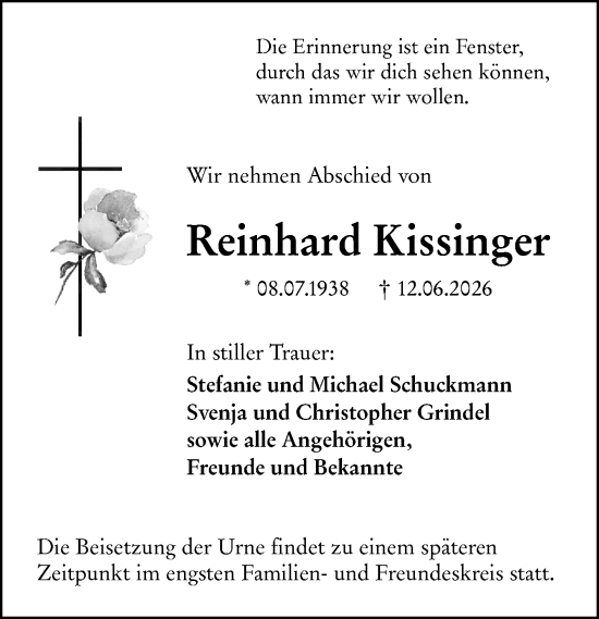 Traueranzeige von Reinhard Kissinger von Allgemeine Zeitung Mainz
