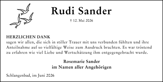 Traueranzeige von Rudi Sander von Idsteiner Land/Untertaunus