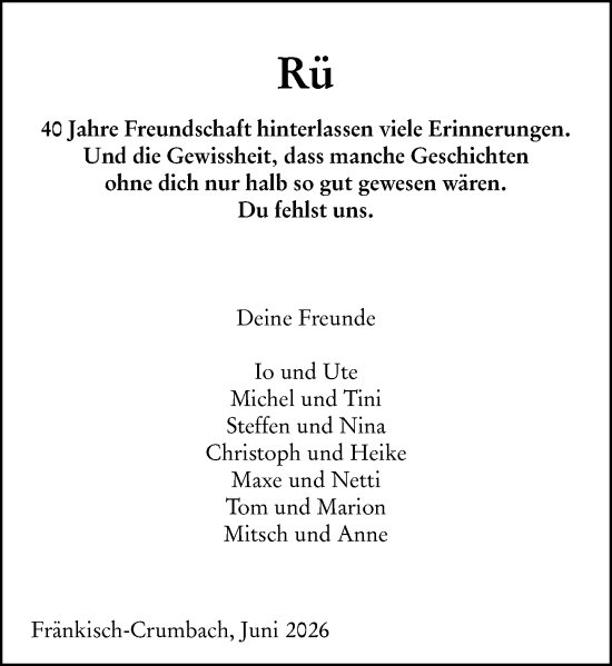 Traueranzeige von Rüdiger Lang von Odenwälder Echo