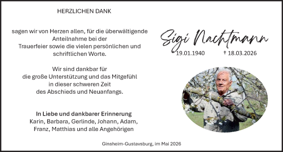 Traueranzeige von Sigi Nachtmann von Allgemeine Zeitung Mainz