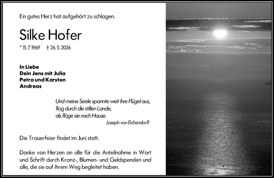 Traueranzeige von Silke Hofer von Hochheimer Zeitung