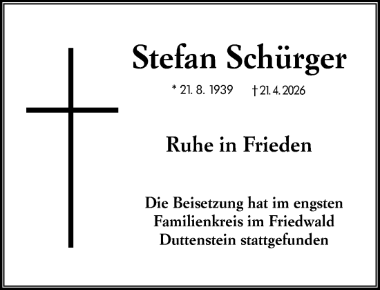 Traueranzeige von Stefan Schürger von Groß-Gerauer Echo