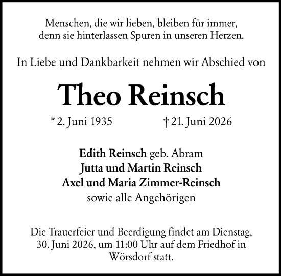 Traueranzeige von Theo Reinsch von Idsteiner Land/Untertaunus