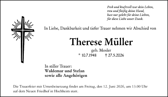 Traueranzeige von Therese Müller von Wiesbadener Kurier
