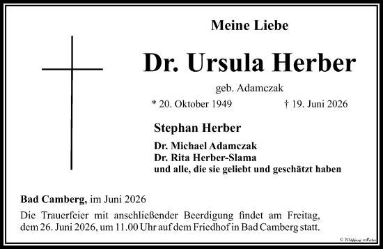 Traueranzeige von Ursula Herber von Camberger Anzeiger