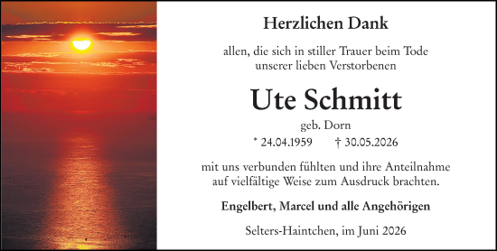 Traueranzeige von Ute Schmitt von Camberger Anzeiger