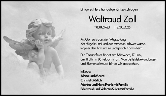 Traueranzeige von Waltraud Zoll von Groß-Gerauer Echo