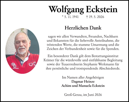 Traueranzeige von Wolfgang Eckstein von Groß-Gerauer Echo