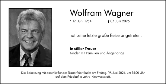Traueranzeige von Wolfram Wagner von Wetzlarer Neue Zeitung