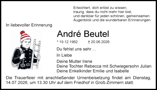 Traueranzeige von André Beutel von Darmstädter Echo