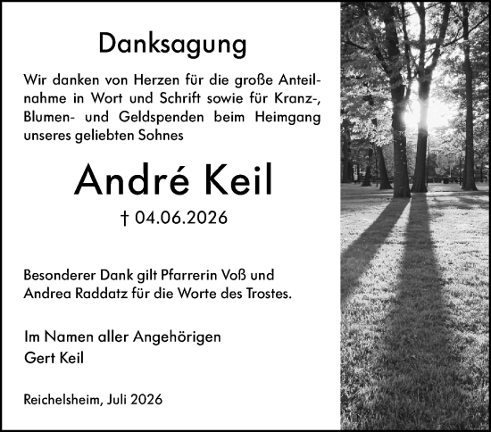 Traueranzeige von André Keil von Odenwälder Echo