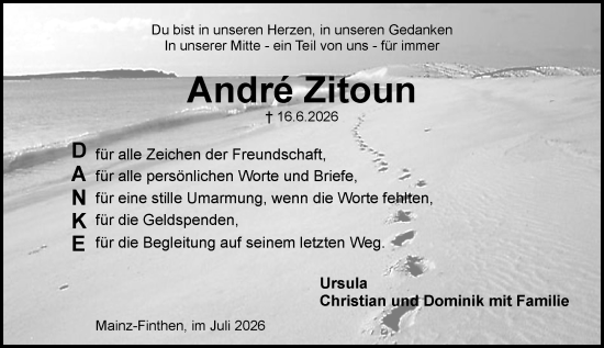 Traueranzeige von André Zitoun von Allgemeine Zeitung Mainz