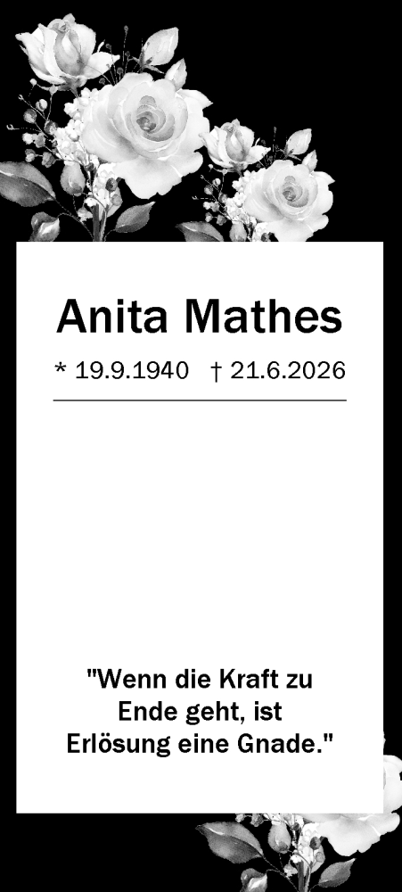 Traueranzeige von Anita Mathes von Rüsselsheimer Echo