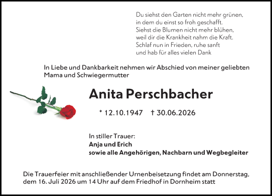 Traueranzeige von Anita Perschbacher von Groß-Gerauer Echo